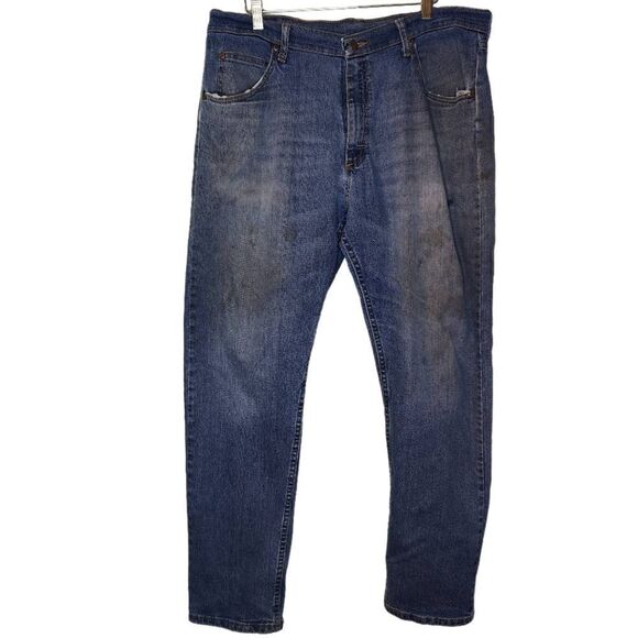 Wrangler Oversized Distressed Marked Work Denim Jeans - Picture 1 of 10